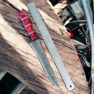 Handmade Damascus Fillet Knife – 12" with Exotic Wood Handle by Damascus Knife Store, Damascus knife detail photo 3