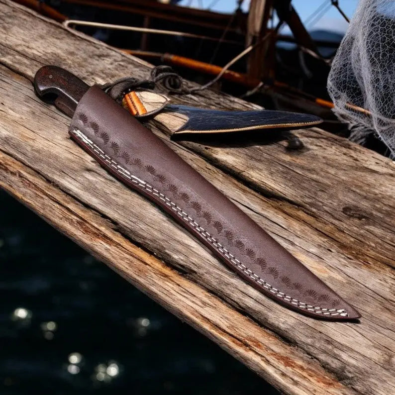 Handmade Damascus Fillet Knife – 8" Blade, Rosewood Handle by Damascus Knife Store, Damascus knife detail photo 3