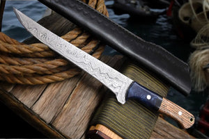 Handmade Damascus Fillet Knife – Olivewood & Resin Handle by Damascus Knife Store, Damascus knife detail photo 3