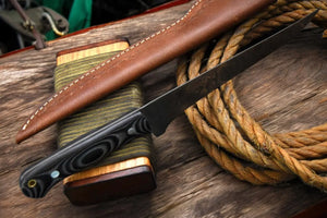Handmade Damascus Fillet Knife with G-10 Micarta Handle by Damascus Knife Store, Damascus knife detail photo 4