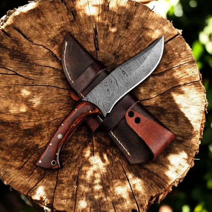 Handmade Damascus Hunting Knife – 11" with Rosewood Handle by Damascus Knife Store, Damascus knife main product photo
