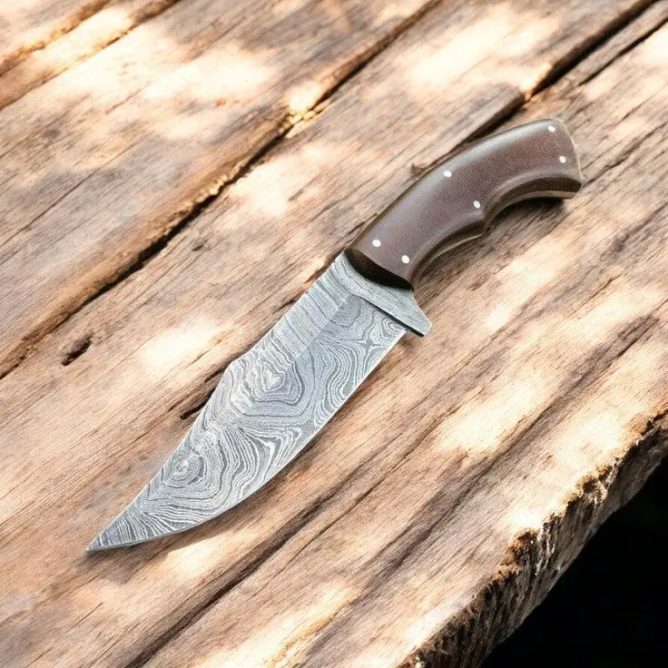 Handmade Damascus Hunting Knife – 9" with Wood Handle by Damascus Knife Store, Damascus knife main product photo