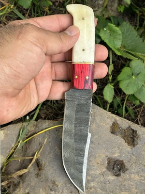 Handmade Damascus Hunting Knife – Bone & Exotic Wood by Damascus Knife Store, Damascus knife detail photo 2