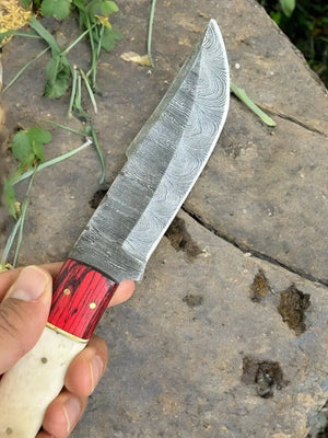 Handmade Damascus Hunting Knife – Bone & Exotic Wood by Damascus Knife Store, Damascus knife detail photo 3