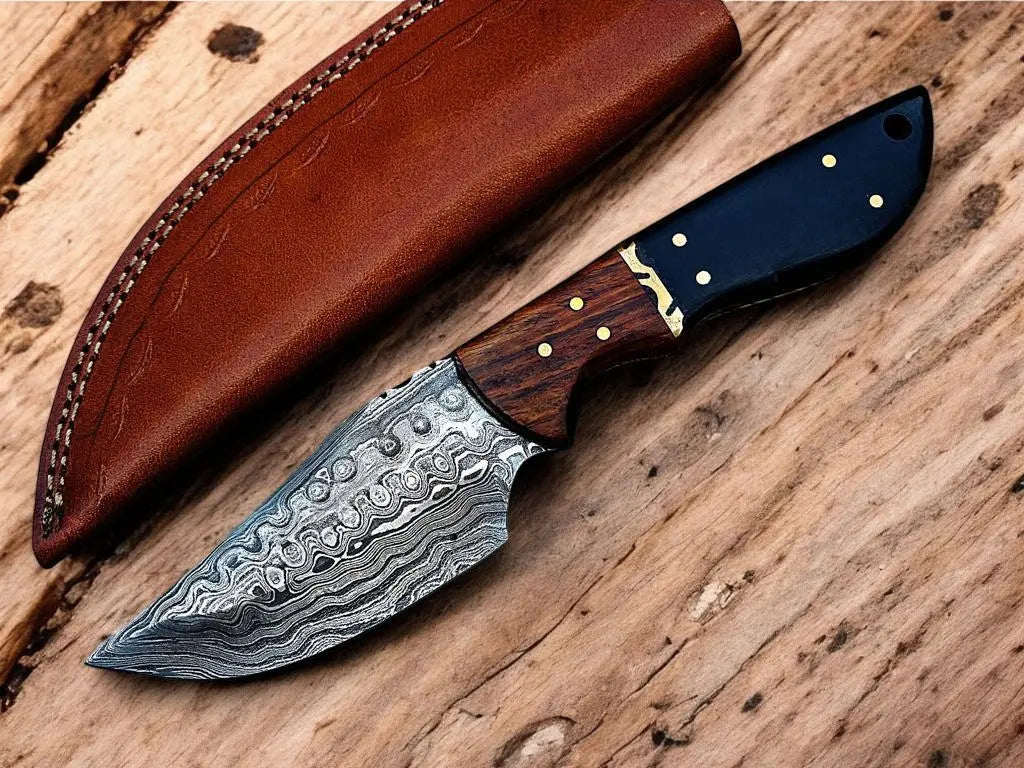 Handmade Damascus Hunting Knife – Rosewood & Epoxy Resin by Damascus Knife Store, Damascus knife main product photo