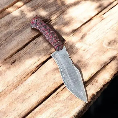 Handmade Damascus Hunting Knife with Epoxy Resin Handle by Damascus Knife Store, Damascus knife main product photo