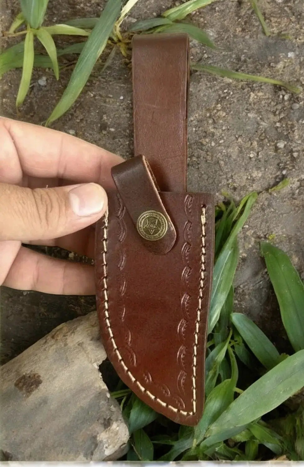 Handmade Damascus Hunting Knife with Epoxy Resin Handle by Damascus Knife Store, Damascus knife detail photo 6