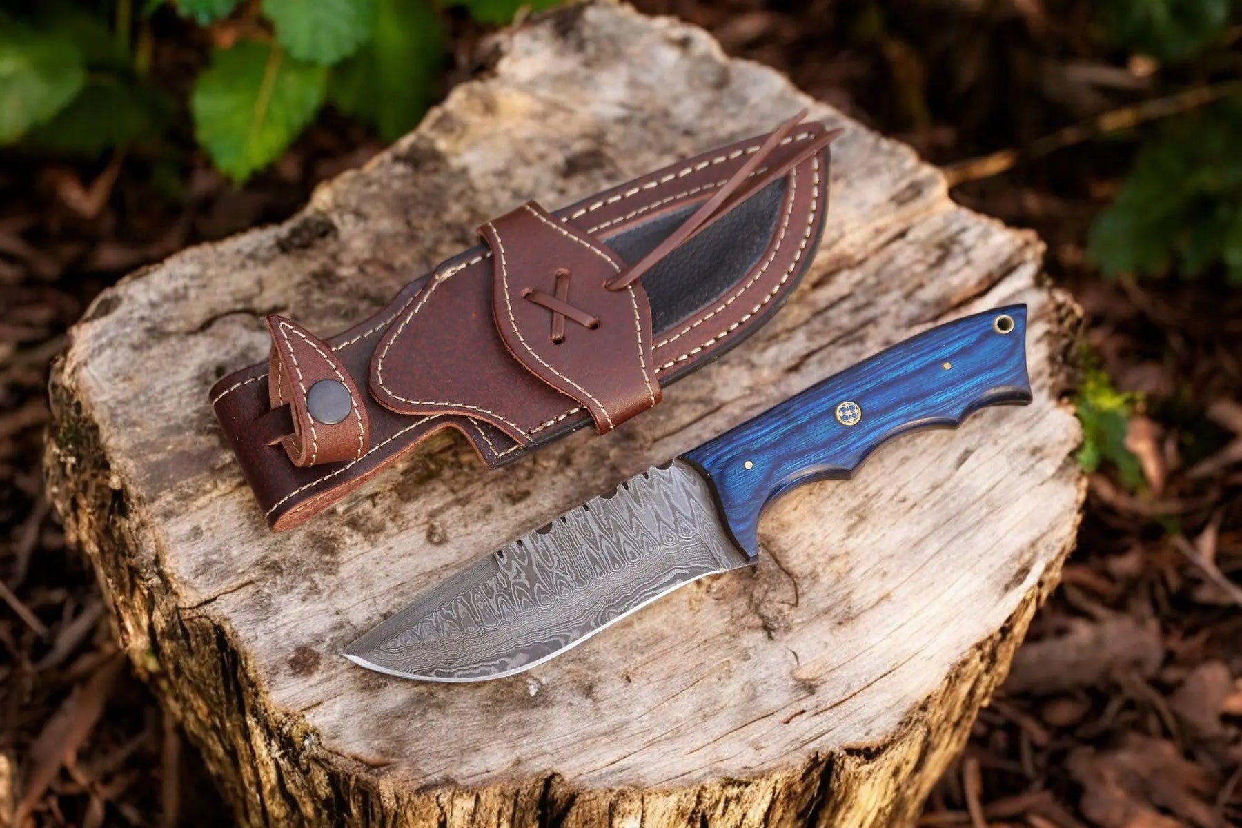 Handmade Damascus Hunting Knife with Exotic Wood Handle by Damascus Knife Store, Damascus knife main product photo
