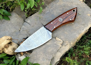 Handmade Damascus Hunting Knife with Rosewood Handle by Damascus Knife Store, Damascus knife detail photo 3