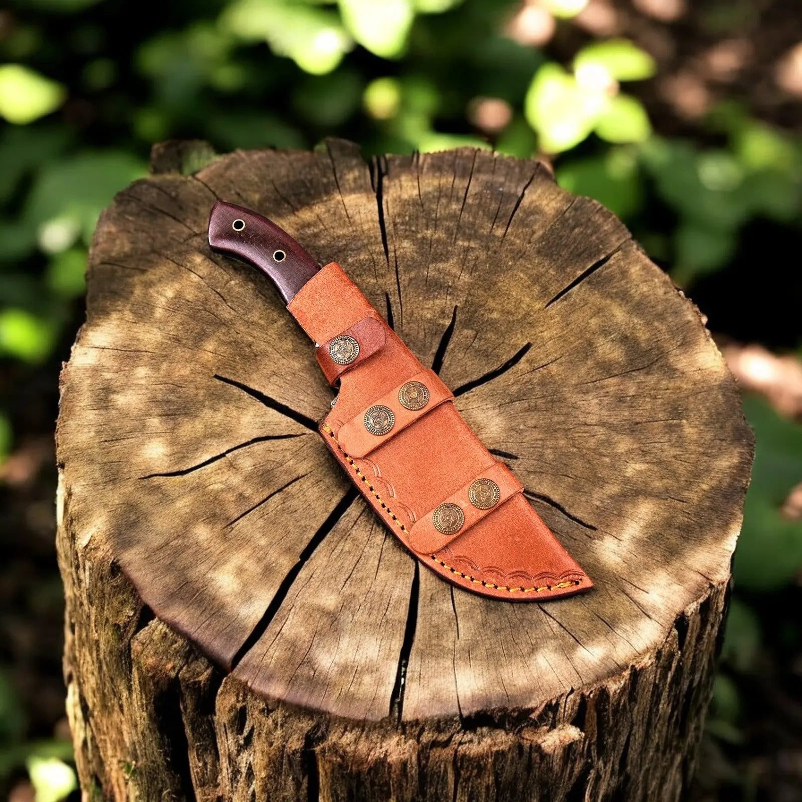 Handmade Damascus Hunting Knife with Rosewood Handle – 10" by Damascus Knife Store, Damascus knife detail photo 2
