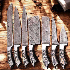 Handmade Damascus Kitchen Knives Set – Exotic Wood Handles by Damascus Knife Store, Southern handmade gift main product photo