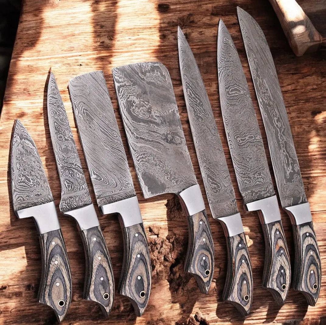 Handmade Damascus Kitchen Knives Set – Exotic Wood Handles by Damascus Knife Store, Southern handmade gift detail photo 2