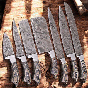 Handmade Damascus Kitchen Knives Set – Exotic Wood Handles by Damascus Knife Store, Southern handmade gift detail photo 2