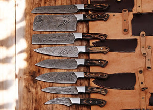 Handmade Damascus Kitchen Knives Set – Exotic Wood Handles by Damascus Knife Store, Southern handmade gift detail photo 2