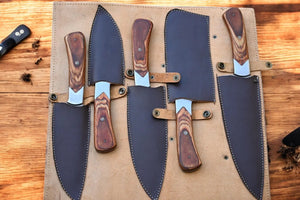 Handmade Damascus Kitchen Knives Set – Exotic Wood Handles by Damascus Knife Store, Southern handmade gift detail photo 3