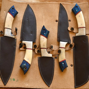 Handmade Damascus Kitchen Knives Set – Exotic Wood & Bone by Damascus Knife Store, Southern handmade gift detail photo 3