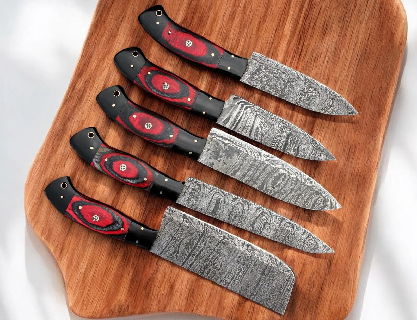 Handmade Damascus Kitchen Knives Set – Exotic Wood & G10 by Damascus Knife Store, Southern handmade gift main product photo