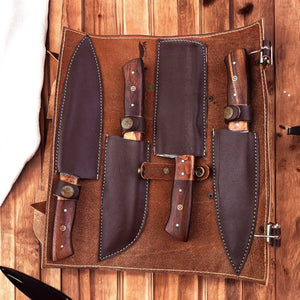 Handmade Damascus Kitchen Knives Set – Olive & Rosewood by Damascus Knife Store, Southern handmade gift detail photo 3