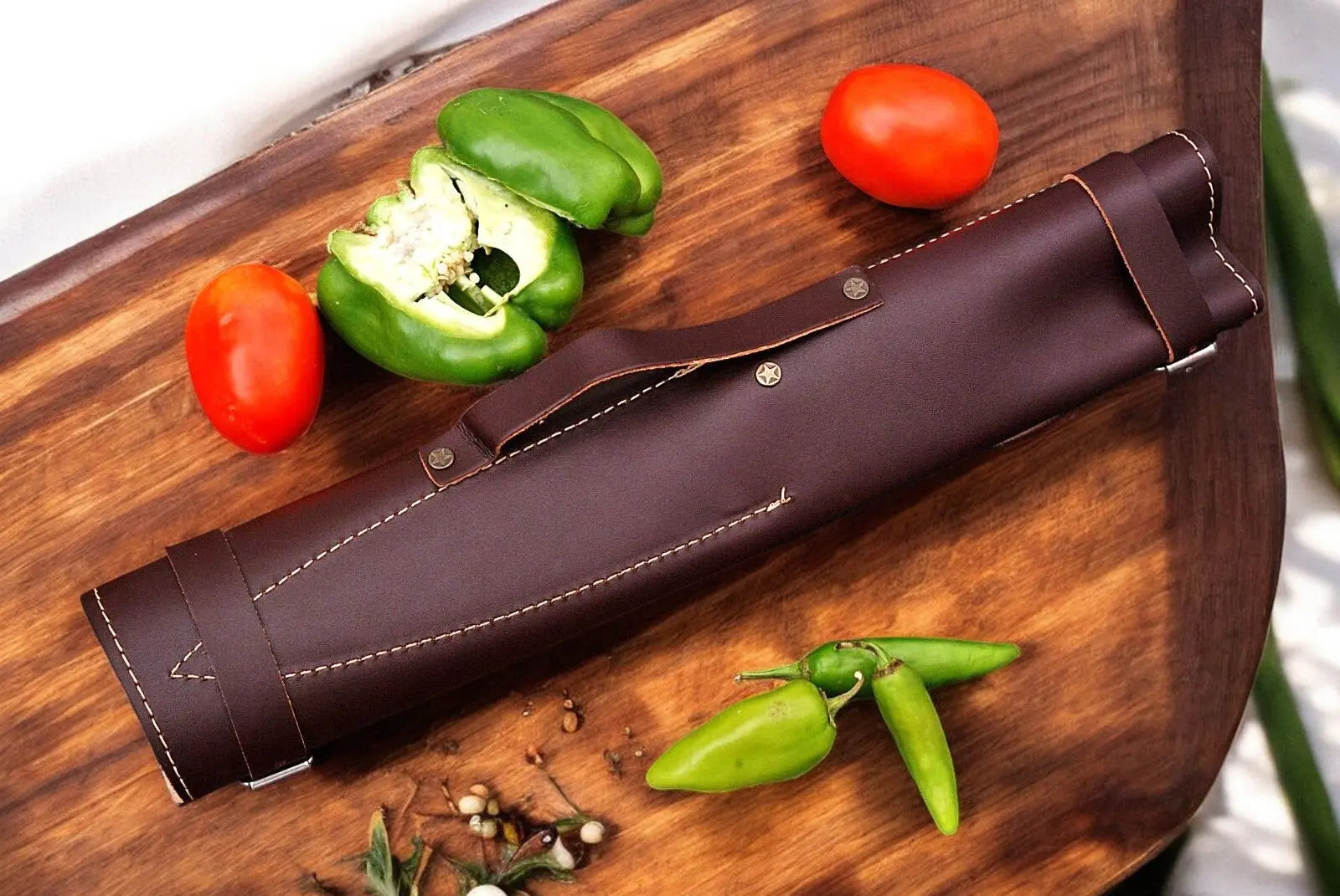 Handmade Damascus Kitchen Knives Set with Exotic Wood Handles by Damascus Knife Store, Southern handmade gift detail photo 4
