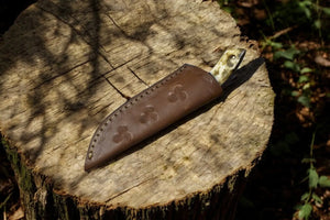 Handmade Damascus Skinning Knife with Bone & Rosewood Handle by Damascus Knife Store, Damascus knife detail photo 3
