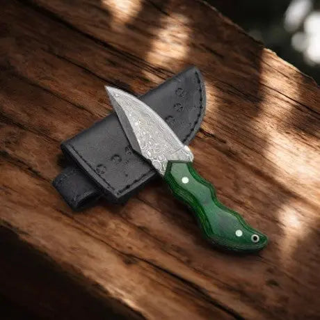 Handmade Damascus Skinning Knife with Epoxy Resin Handle by Damascus Knife Store, Damascus knife main product photo