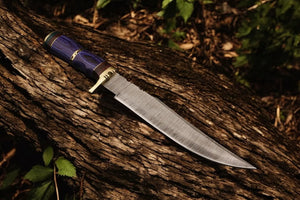 Handmade Damascus Steel Bowie Knife with Exotic Wood Handle - 15 Inches by Damascus Knife Store, Damascus knife main product photo