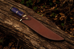 Handmade Damascus Steel Bowie Knife with Exotic Wood Handle - 15 Inches by Damascus Knife Store, Damascus knife detail photo 3