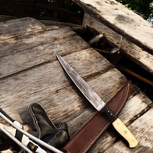 Handmade Damascus Steel Fillet Knife – 6.5" Blade by Damascus Knife Store, Damascus knife detail photo 4