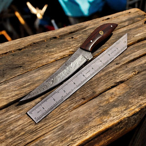Handmade Damascus Steel Fillet Knife with Rosewood Handle by Damascus Knife Store, Damascus knife detail photo 2