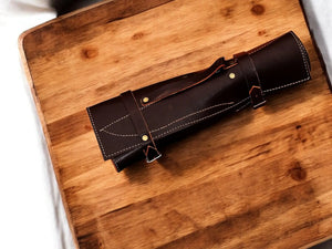 Handmade Damascus Steel Kitchen Knives Set with Leather Roll by Damascus Knife Store, Southern lifestyle apparel detail photo 3