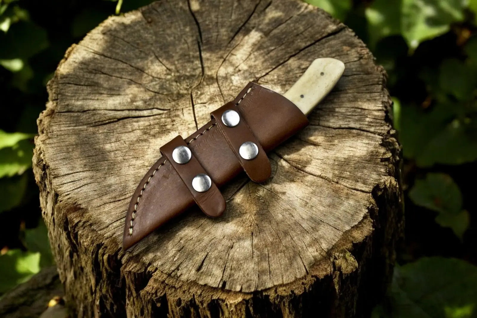 Handmade Damascus Steel Skinning Knife - 8" Custom Hunting Tool by Damascus Knife Store, Damascus knife detail photo 3