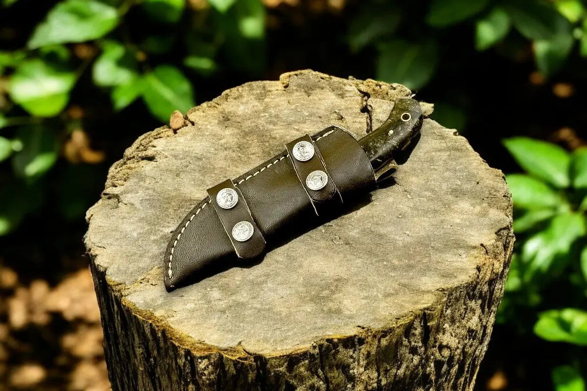 Handmade Damascus Steel Skinning Knife with Exotic Wood Handle by Damascus Knife Store, Damascus knife detail photo 3