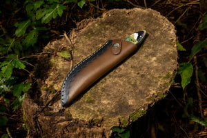 Handmade Damascus Steel Skinning Knife with Leather Sheath by Damascus Knife Store, leather knife sheath detail photo 3