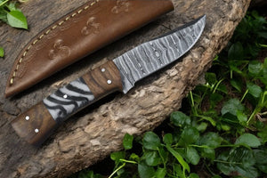 Handmade Damascus Steel Skinning Knife with Rosewood Handle by Damascus Knife Store, Damascus knife main product photo