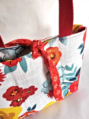Handmade Floral Bible Tote Bag – Christian Church Bag for Women, Red Strap Scripture Carryall, Faith Gift for Her by Maypop House Designs, handmade leather goods detail photo 2