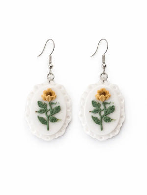 The Tween Space Floral Cameo Earrings — Vintage Style Dangles | Handcrafted by Nora by The Tween Space, handmade jewelry detail photo 2