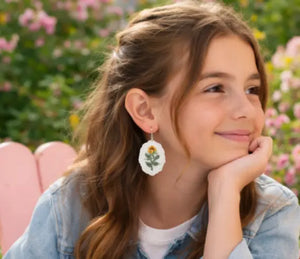 The Tween Space Floral Cameo Earrings — Vintage Style Dangles | Handcrafted by Nora by The Tween Space, handmade jewelry detail photo 3