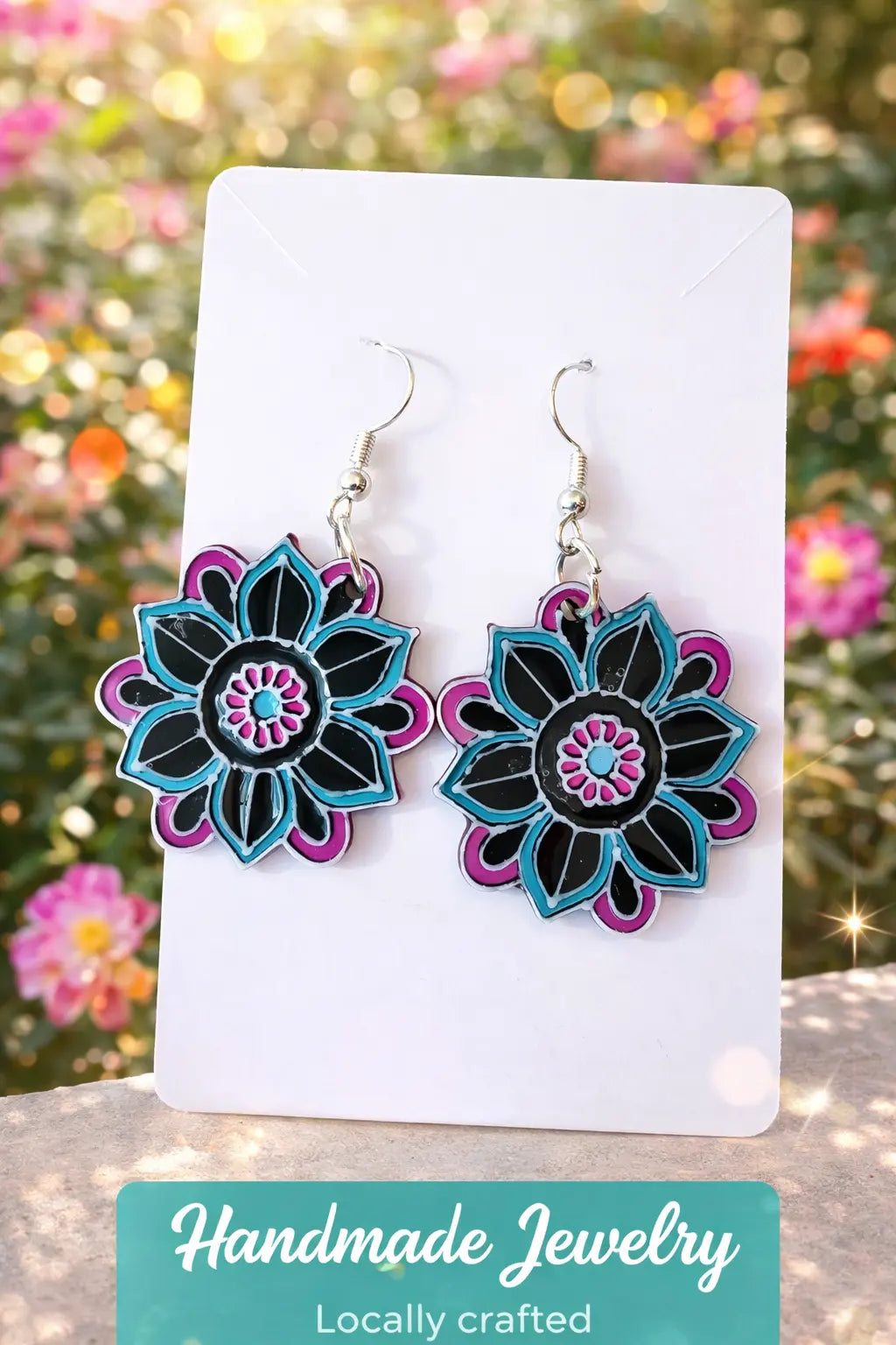 The Tween Space Floral Mandala Earrings — Lightweight Statement Dangles | Handcrafted by Nora by The Tween Space, handmade jewelry main product photo