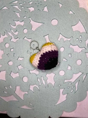 Handmade LGBTQ Heart Keychain - Colorful Crochet Pride Accessory by Klassy Krafts, 3D printed gift detail photo 2
