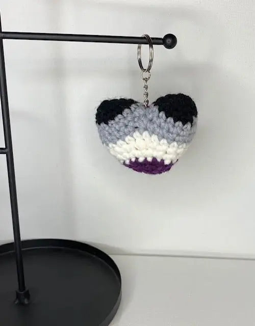 Handmade LGBTQ Heart Keychain - Colorful Crochet Pride Accessory by Klassy Krafts, 3D printed gift detail photo 7