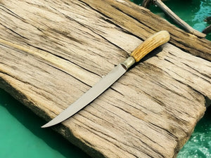 Handmade Stainless Steel Fillet Knife with Ash Wood Handle by Damascus Knife Store, Damascus knife detail photo 2