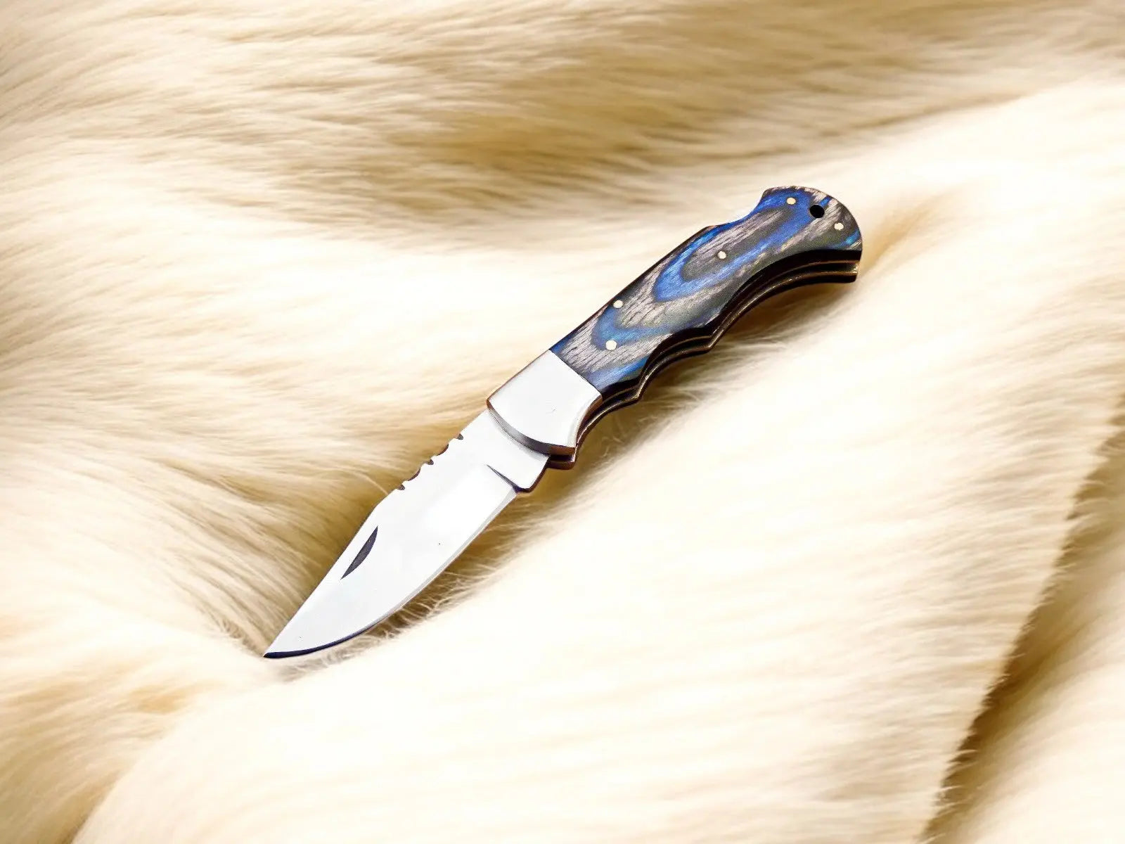 Handmade Stainless Steel Pocket Knife with Exotic Wood by Damascus Knife Store, Damascus knife main product photo