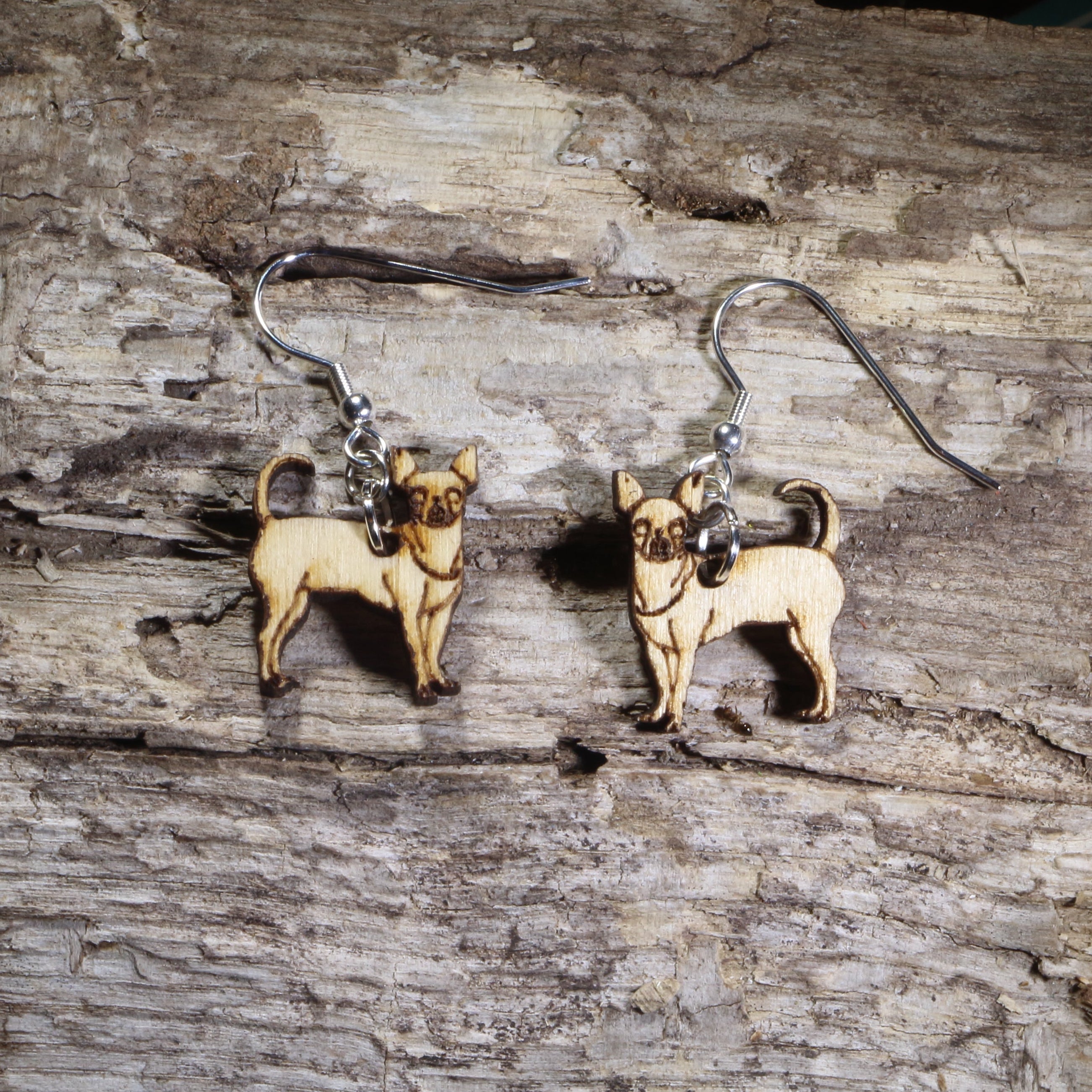 Chihuahua Wooden Dangle Earrings | Dog Lover Jewelry by Cate's Concepts, LLC