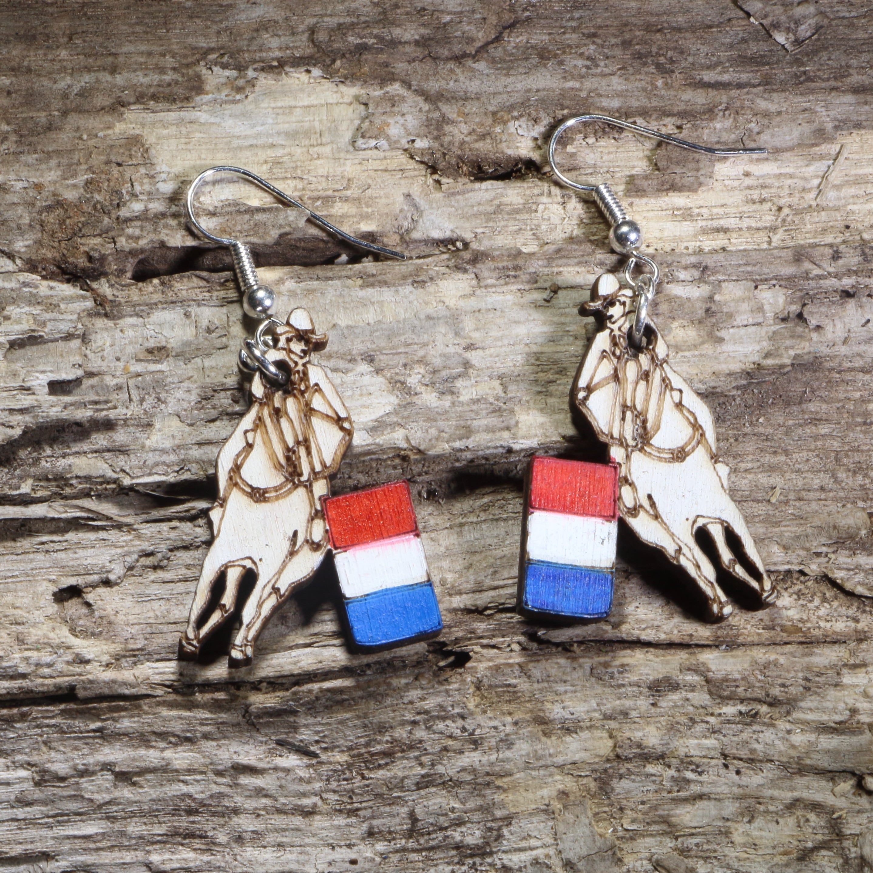 Barrel Racing Wooden Dangle Earrings | Rodeo Western Jewelry by Cate's Concepts, LLC