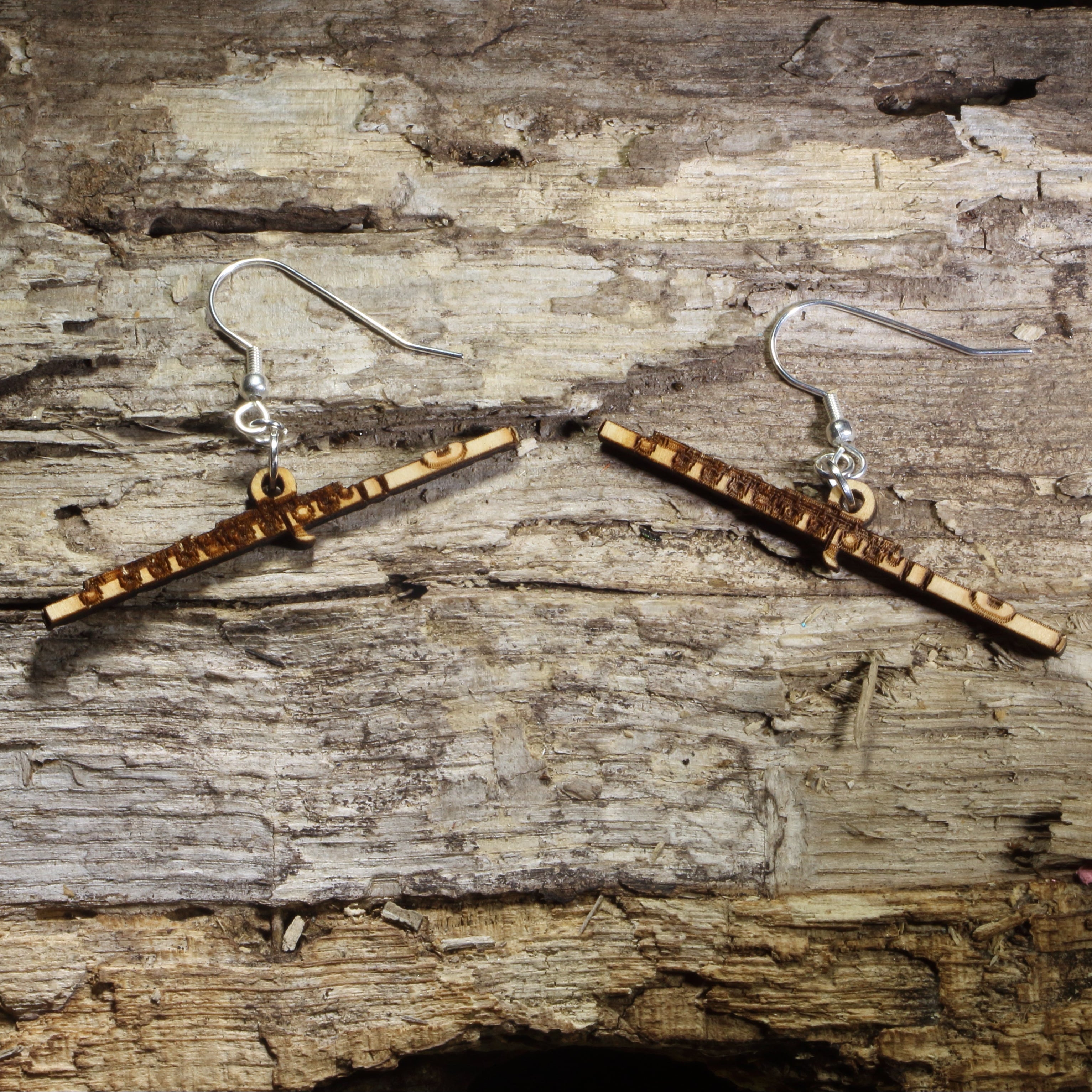 Flute Wooden Dangle Earrings | Music Jewelry by Cate's Concepts, LLC