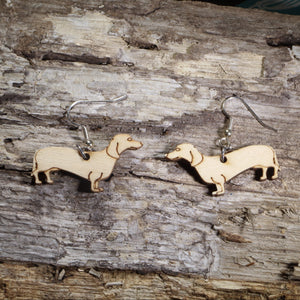 Dachshund Wooden Dangle Earrings | Wiener Dog Jewelry by Cate's Concepts, LLC