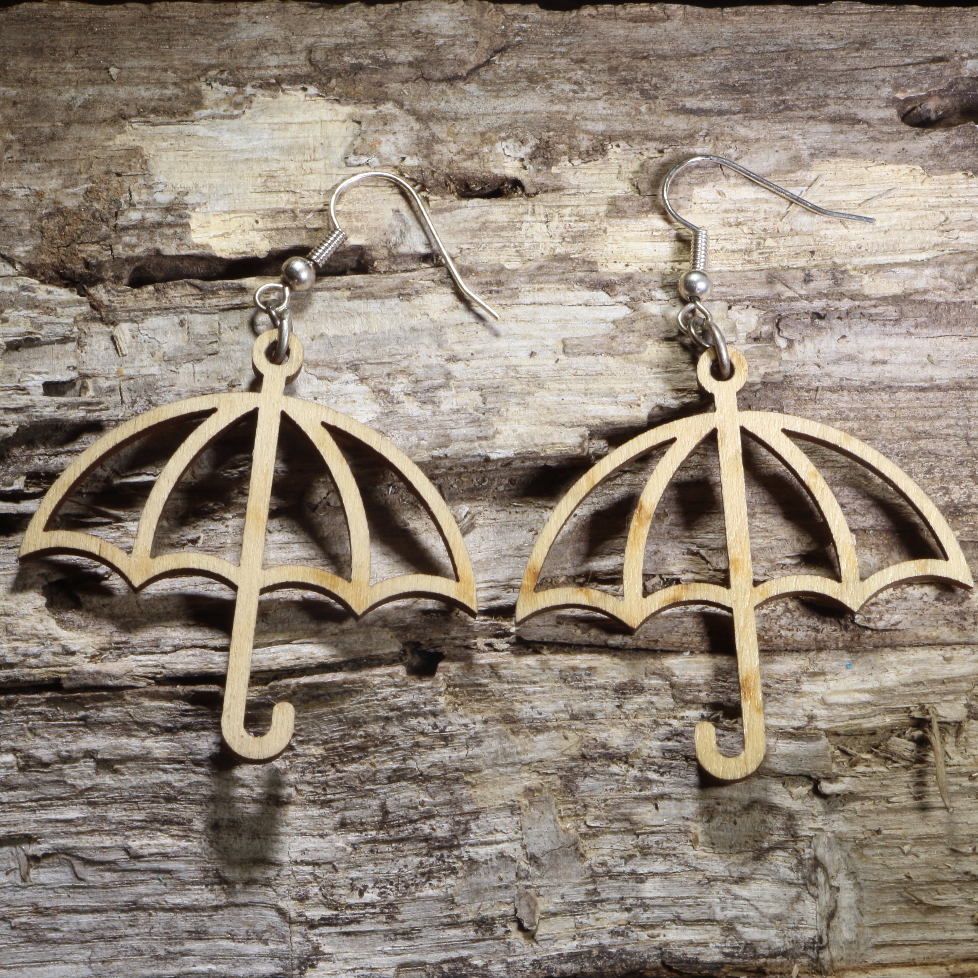 Rainy Day Umbrella Wooden Dangle Earrings | Weather Jewelry by Cate's Concepts, LLC