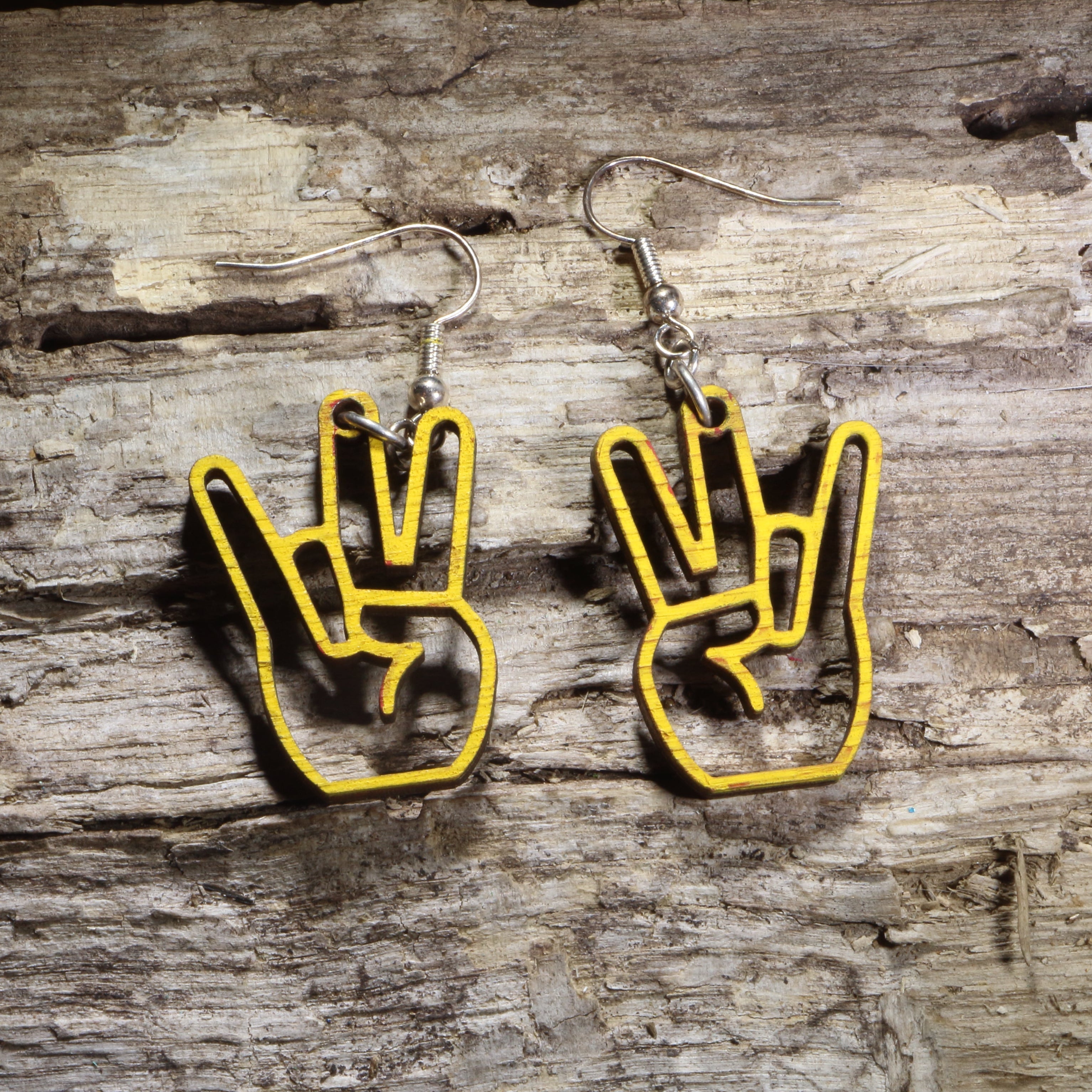 Shocker Hand Wooden Dangle Earrings | Funny Adult Jewelry by Cate's Concepts, LLC