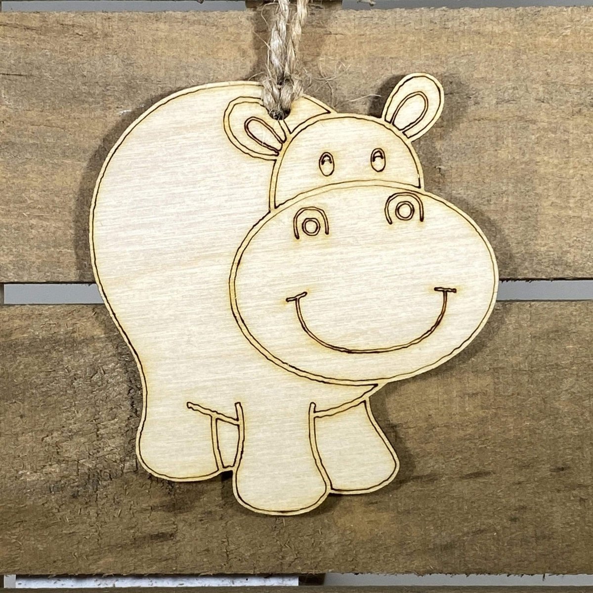 Happy Hippo Wooden Christmas Ornament | Cute Animal Holiday Decor by Cate's Concepts, LLC, Southern home decor main product photo
