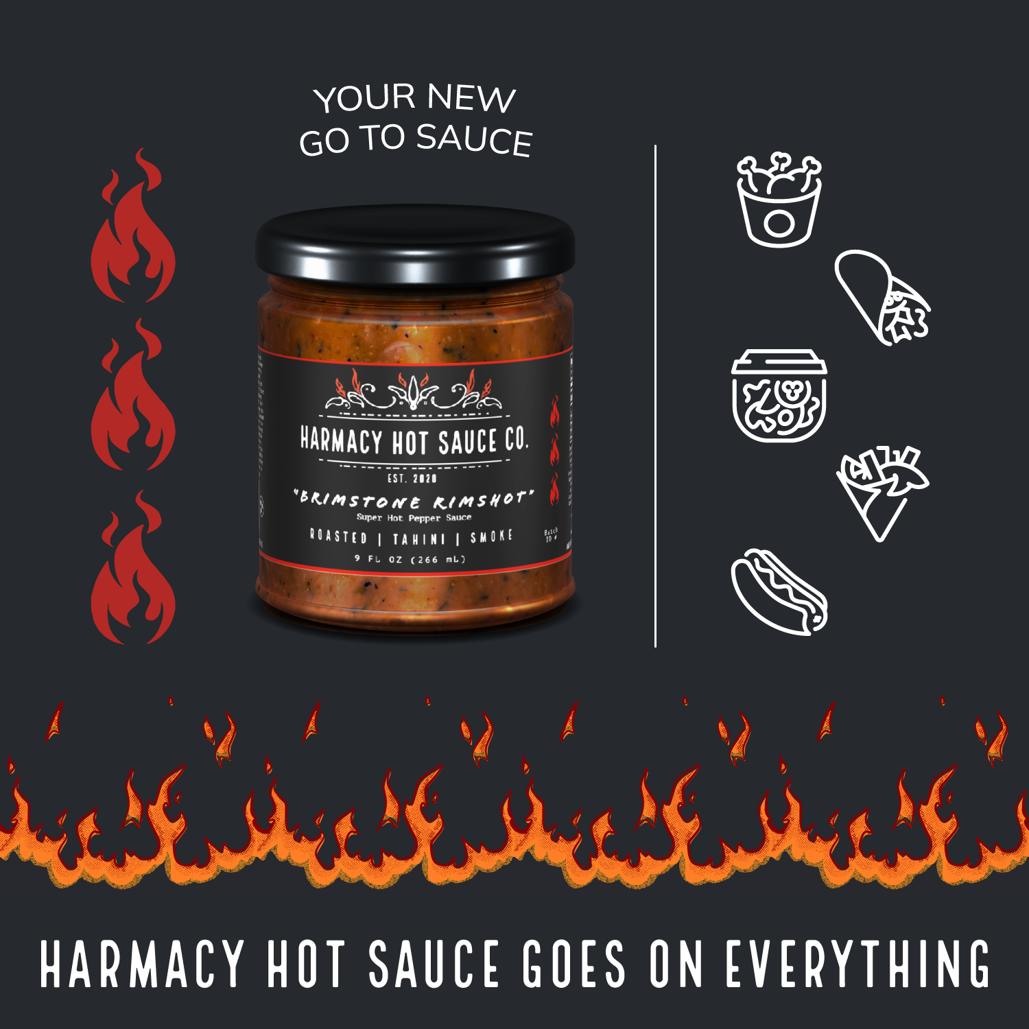 Brimstone Inferno - Extra Hot Roasted Red Pepper & Tahini (9oz) flavor and product details